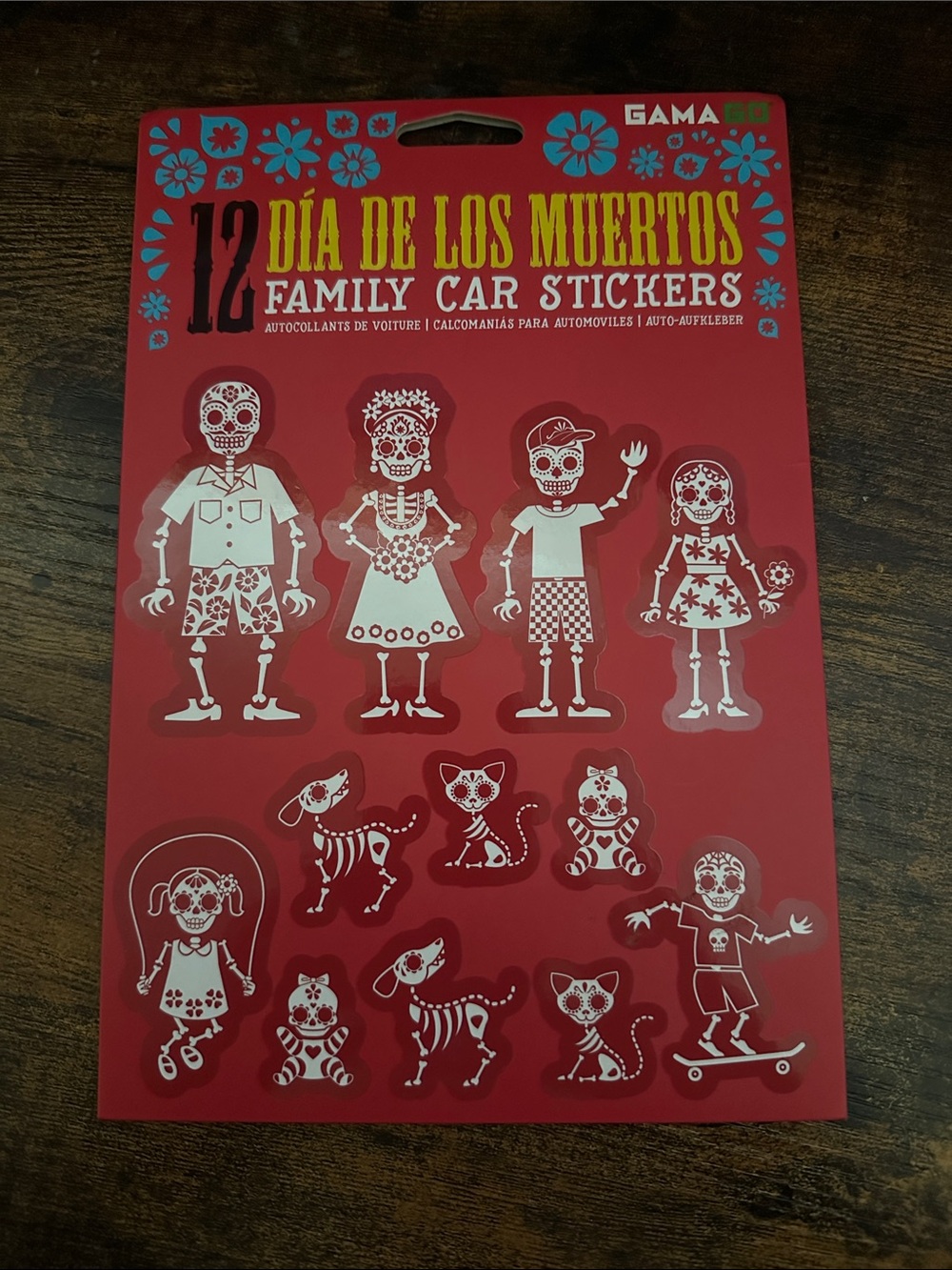 Gama Día de Los Muertos Red Family Car Sticker Set